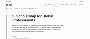 Swedish Institute Scholarship 2026