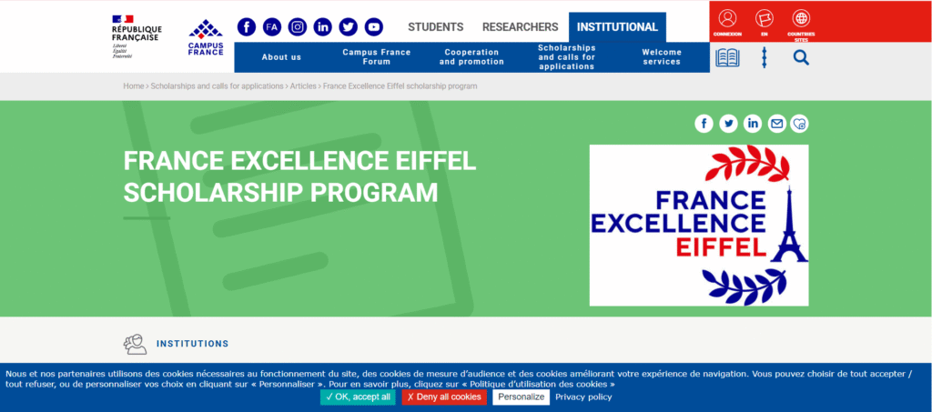 Eiffel Excellence Scholarship