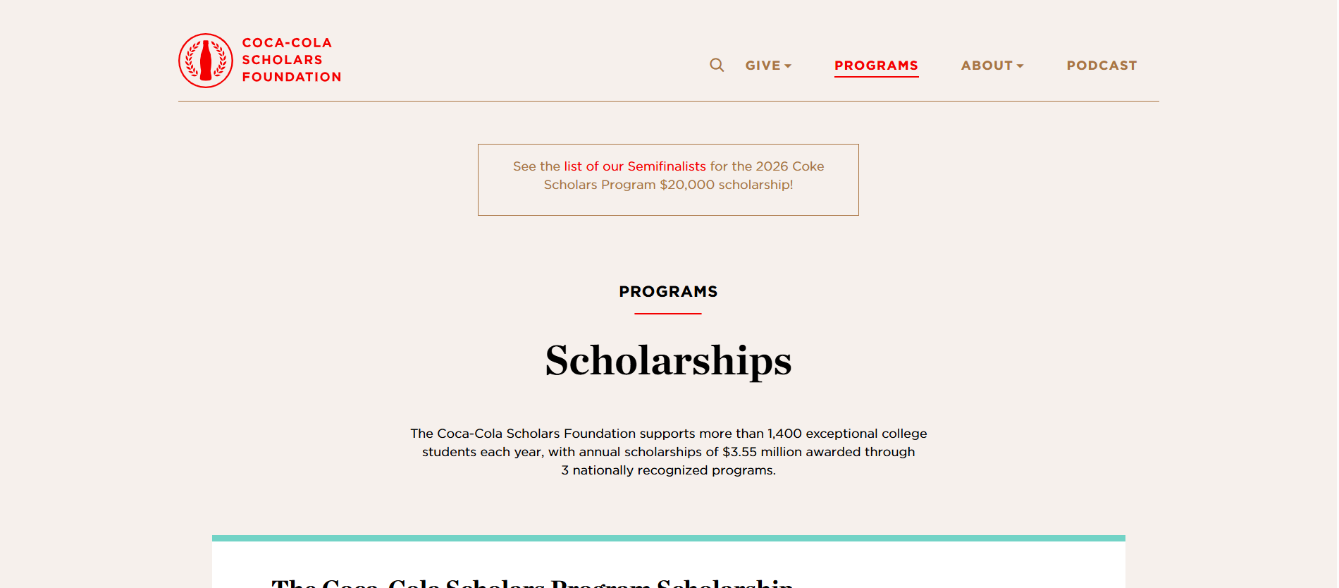 coca cola scholarship