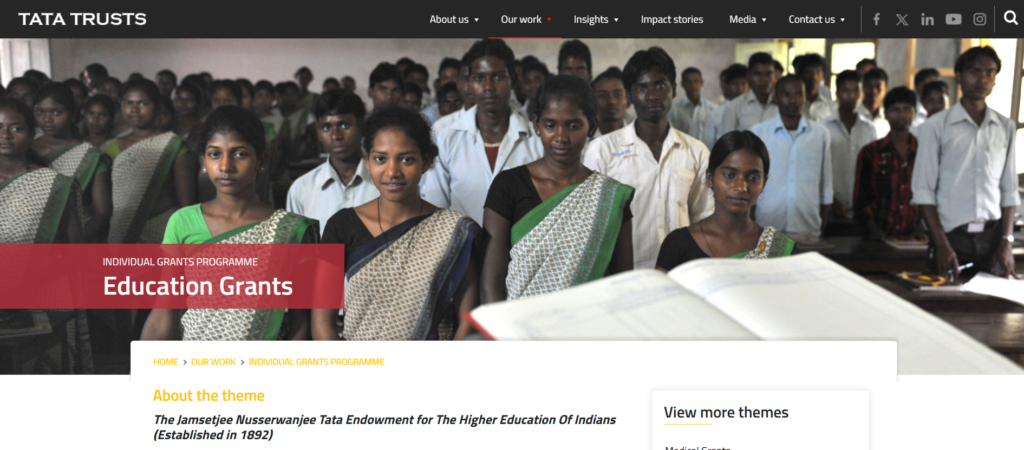 Tata Scholarship for Indian students