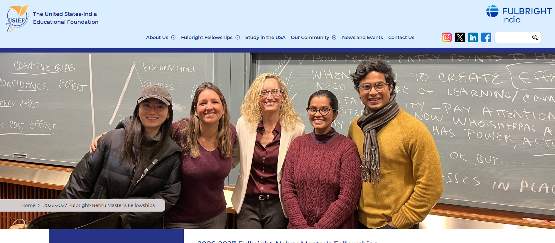 Fulbright Nehru Master Fellowships