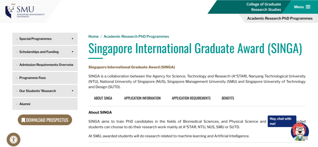 Singapore International Graduate Award (SINGA)